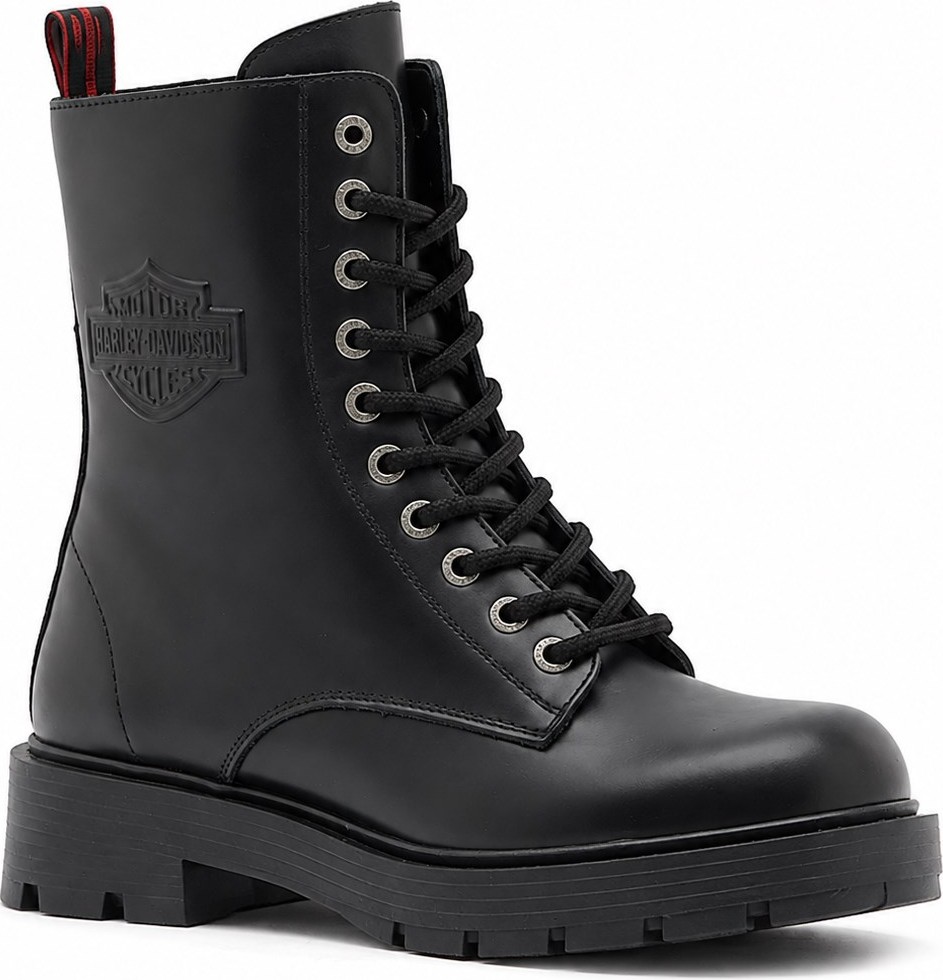 Harley Davidson Harley-Davidson Cree Kadın Bot, Hakiki Deri, Kauçuk Taban, Siyah Deri / Off White Deri, Günlük & Outdoor Kullanım