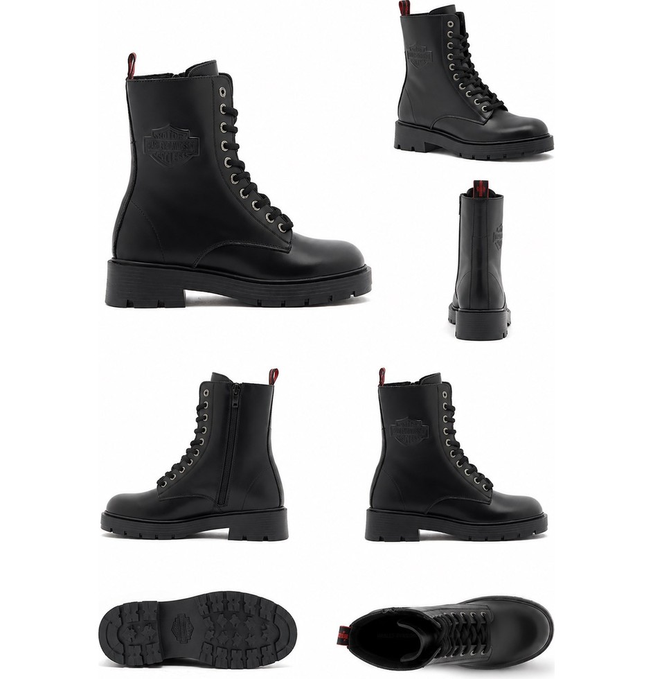 Harley Davidson Harley-Davidson Cree Kadın Bot, Hakiki Deri, Kauçuk Taban, Siyah Deri / Off White Deri, Günlük & Outdoor Kullanım görsel 4