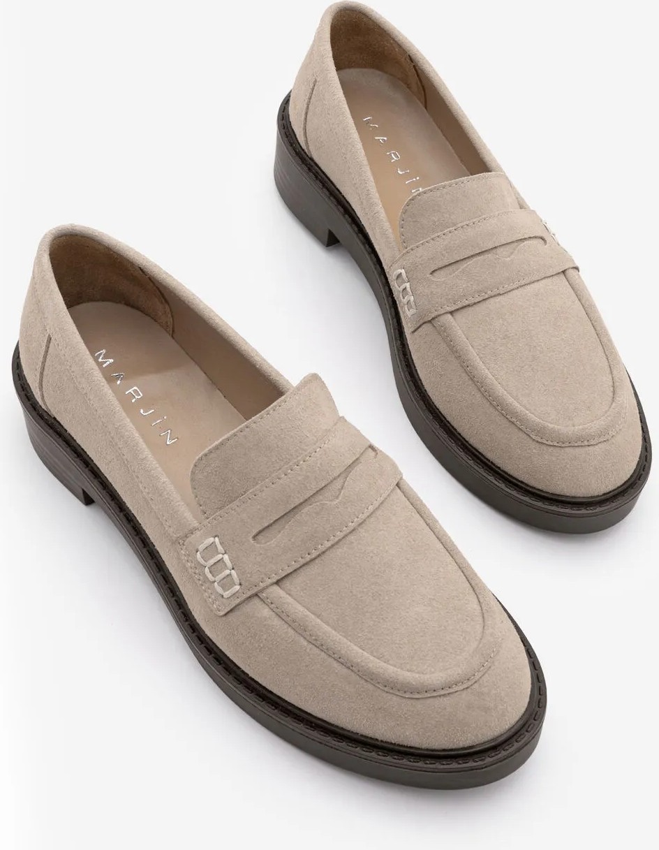Marjin Kadın Loafer Günlük Klasik Ayakkabı Casual Makosen Fonle Kahve Croco