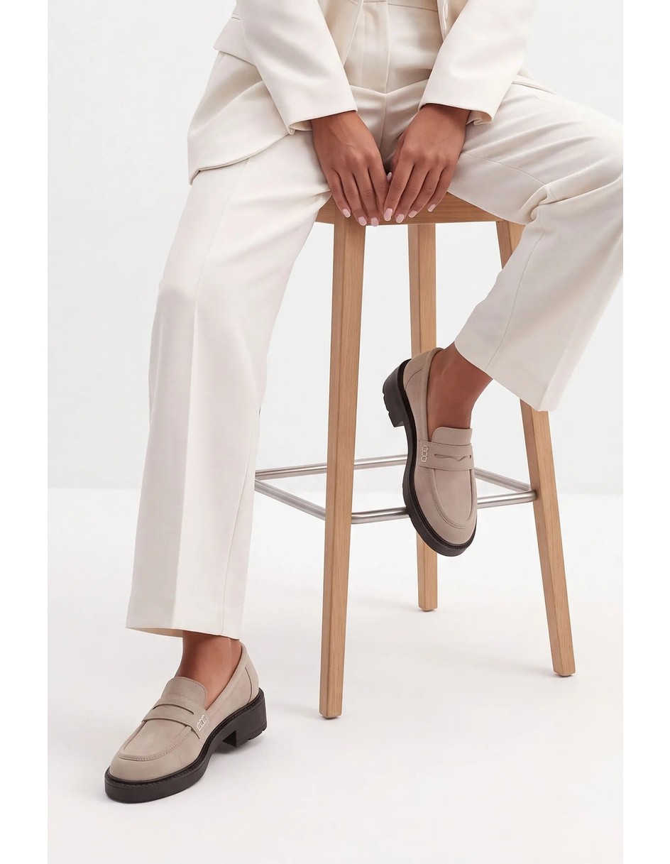 Marjin Kadın Loafer Günlük Klasik Ayakkabı Casual Makosen Fonle Kahve Croco görsel 2