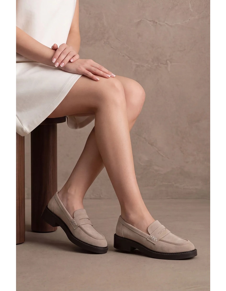 Marjin Kadın Loafer Günlük Klasik Ayakkabı Casual Makosen Fonle Kahve Croco görsel 4