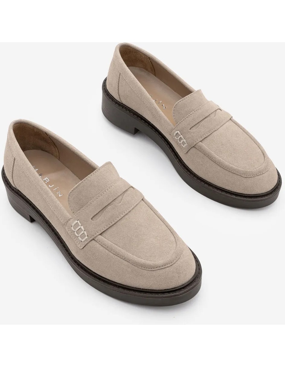 Marjin Kadın Loafer Günlük Klasik Ayakkabı Casual Makosen Fonle Kahve Croco görsel 5