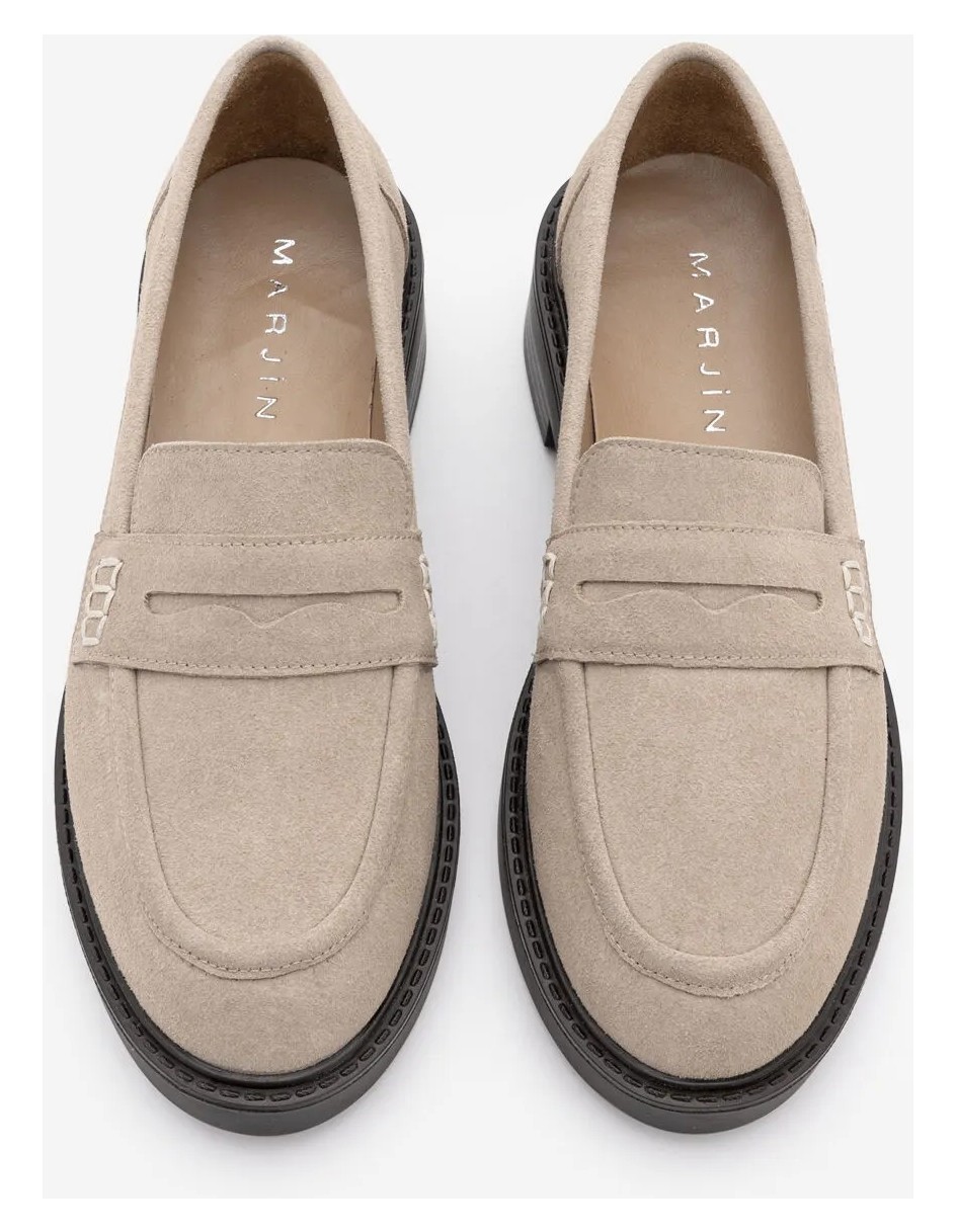 Marjin Kadın Loafer Günlük Klasik Ayakkabı Casual Makosen Fonle Kahve Croco görsel 7