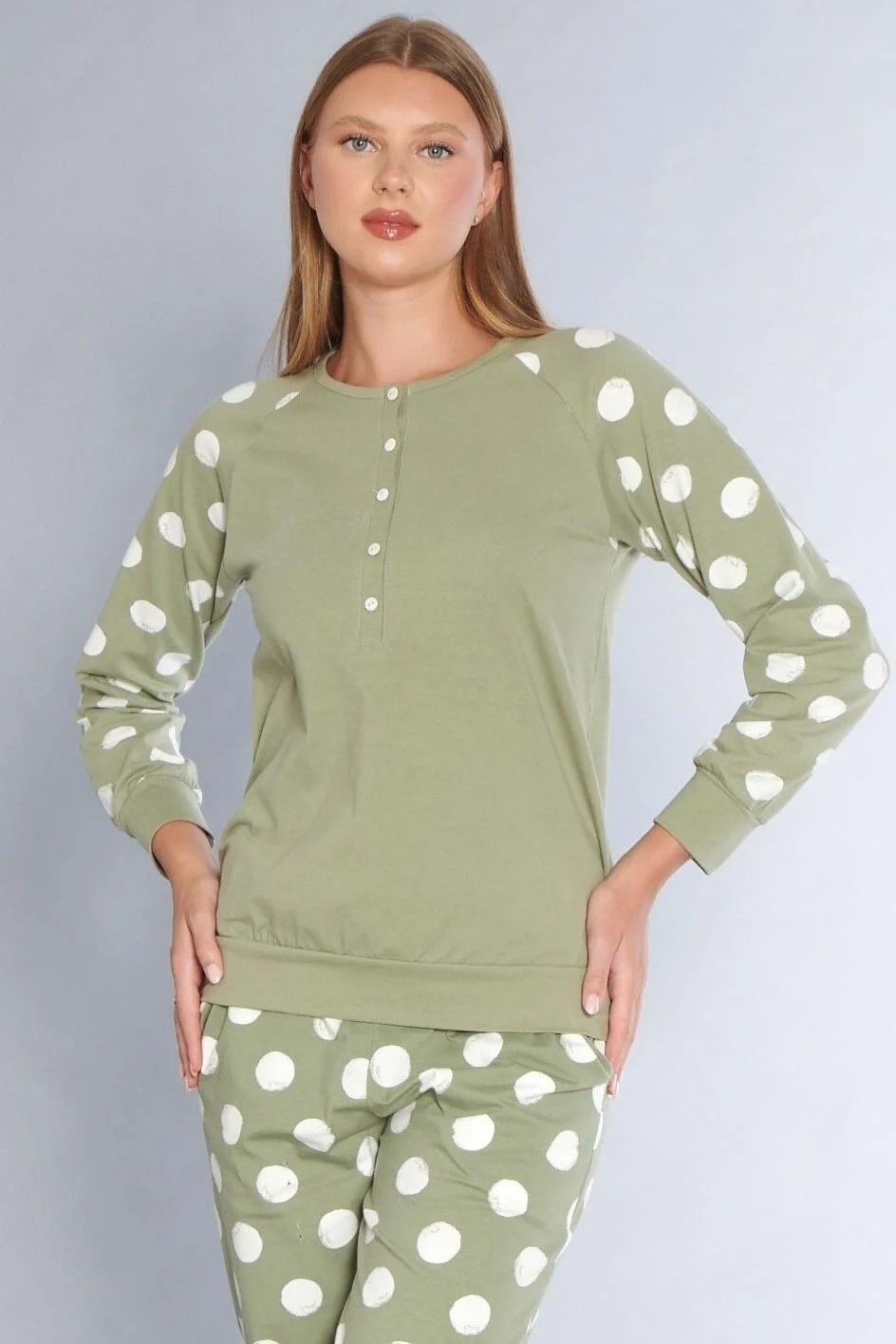 Dowry Kadın Pamuklu Uzun Kollu Pijama Takımı Dowry 09-272