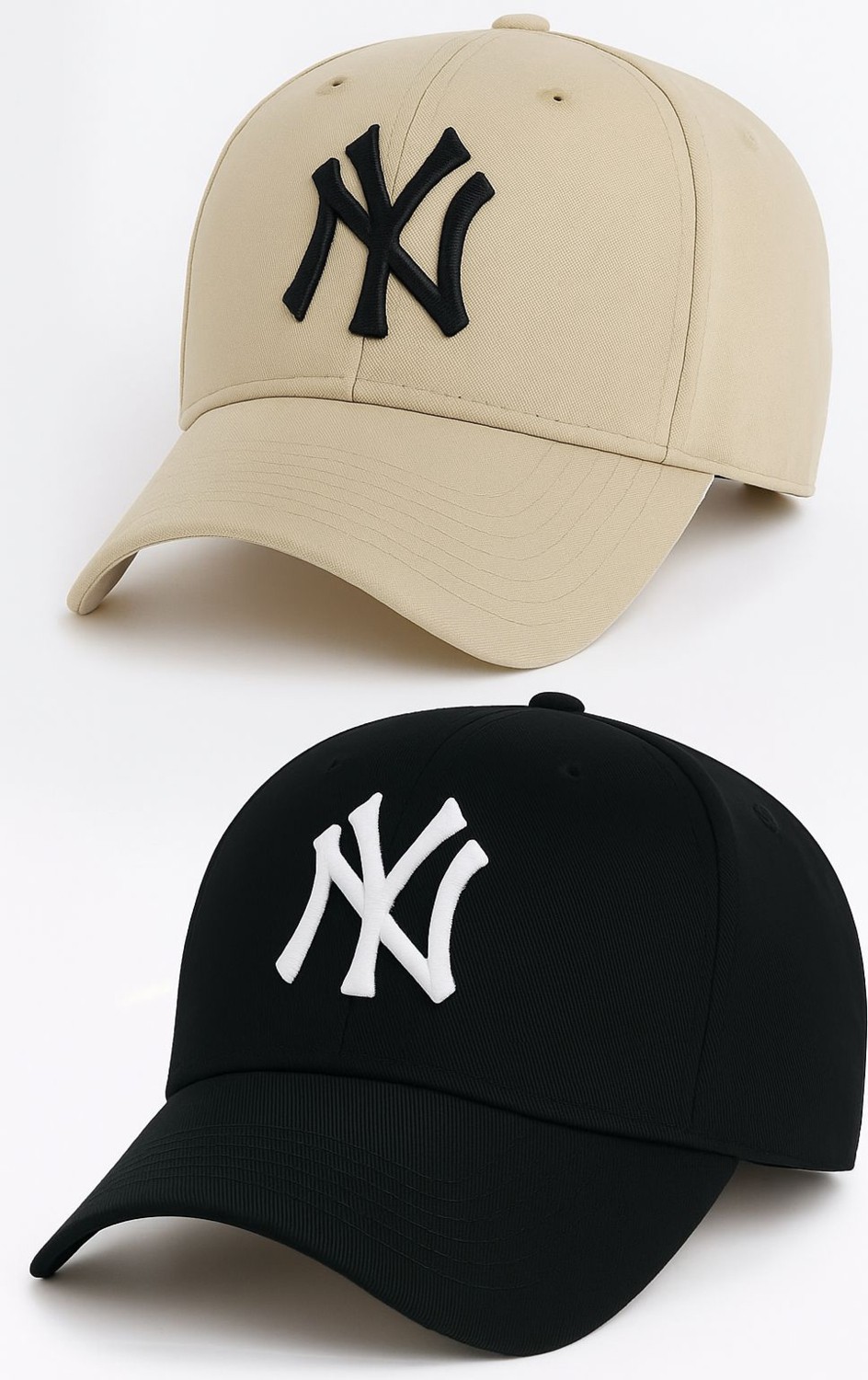 Verahed Ny New York Nakış Unisex Beyzbol Bej ve Siyah Şapka Kadın Şapka Erkek Şapka Yazlık Şapka
