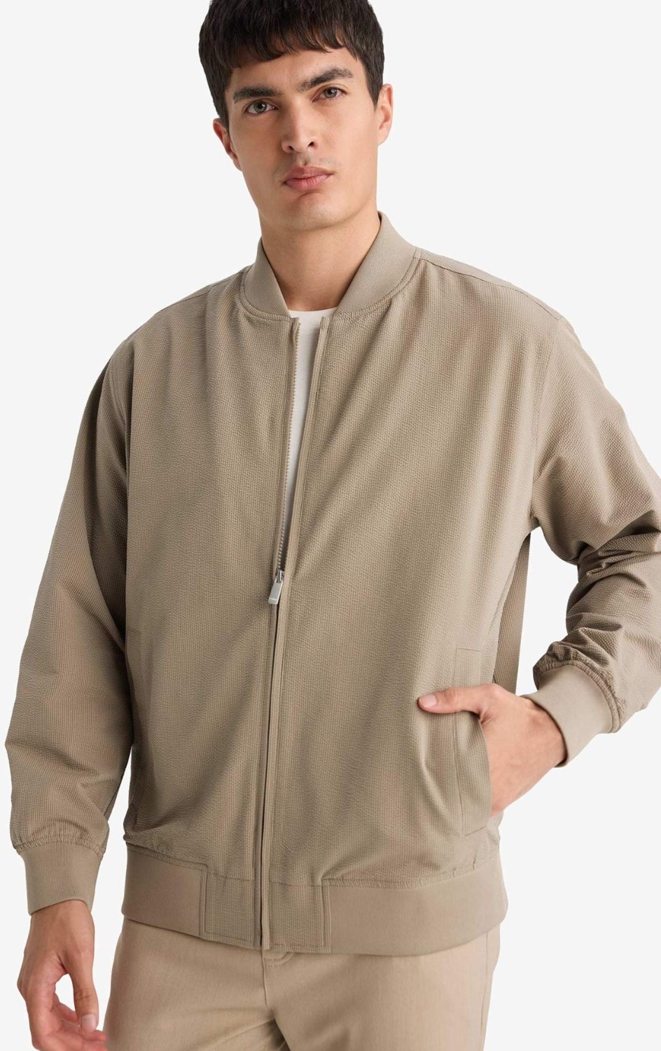 DeFacto Slim Fit Astarlı Fermuarlı Krinkıl Mont F9679AX26SP