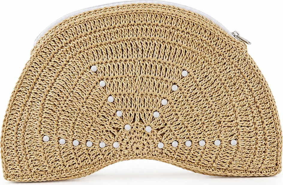 Enie Kadın Bej Rengi Hasır Clutch Çanta görsel 5