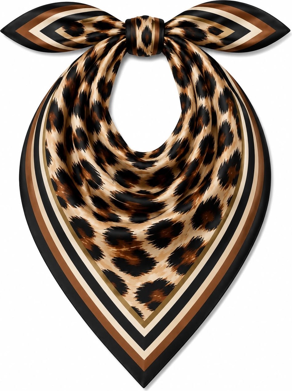 Mavi Masal Leopar Fular Kadın Ve Bandana