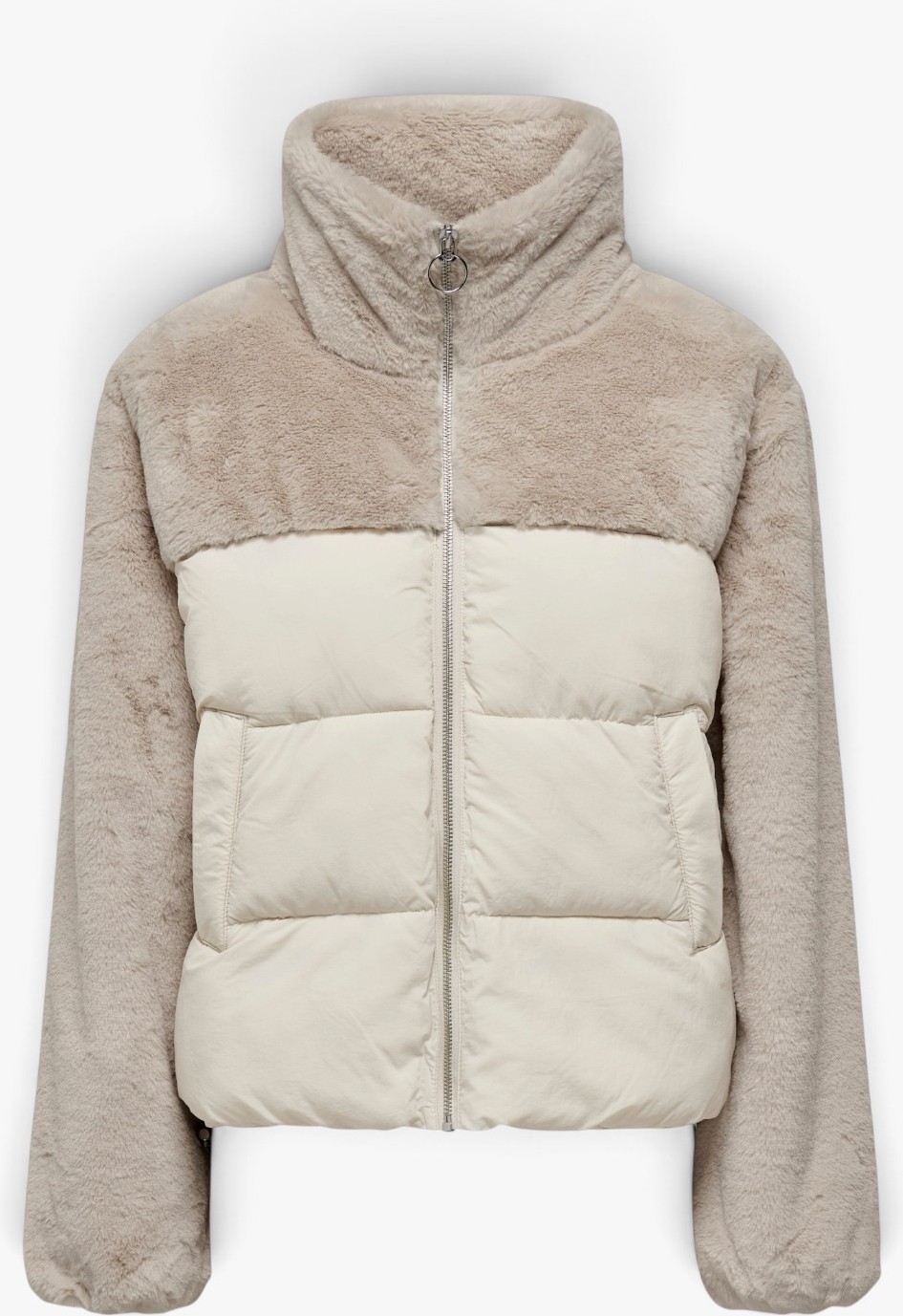 Only Onlwanja Fur Puffer Mıx Jacket Noos Otw Kadın Bej Mont - 15292945