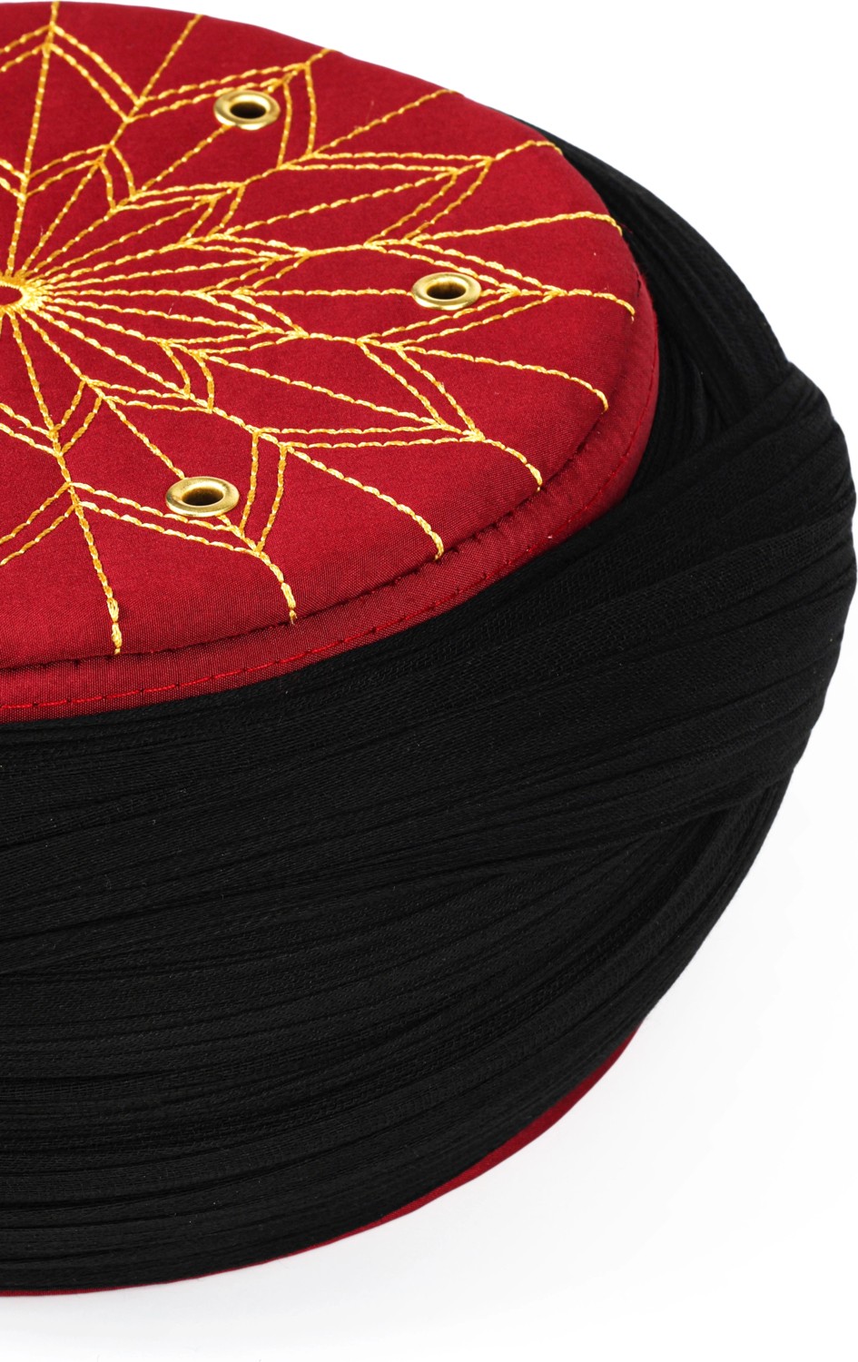 Sarıkhane Çocuk Talebe Sarığı - Siyah Kumaş - Bordo Takke - Çapraz Sarım - Kuş Gözü - 6 Metre görsel 2