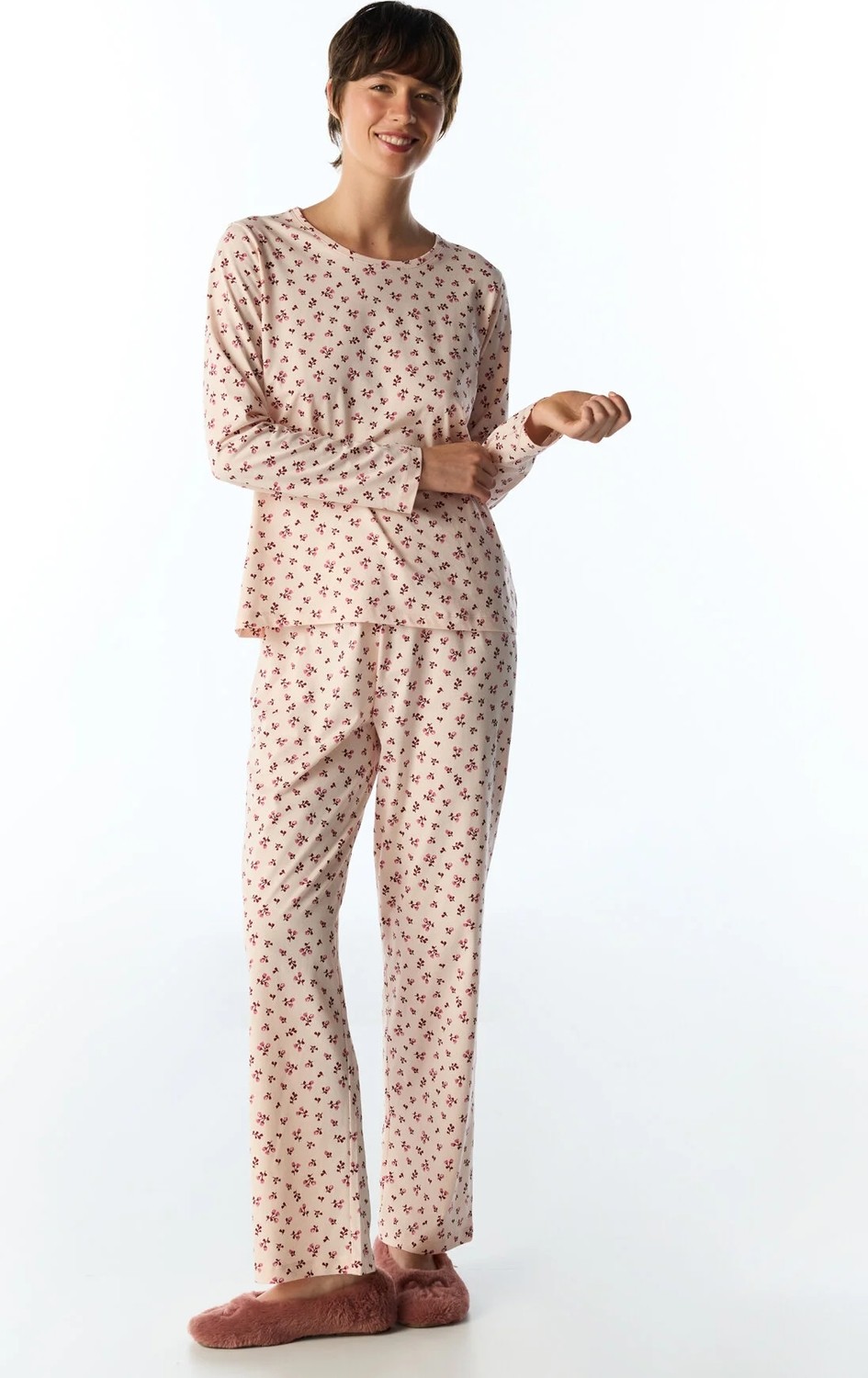 Penti Açık Pembe Petal Çiçekli Uzun Kollu Pantolon Pijama Takımı görsel 2