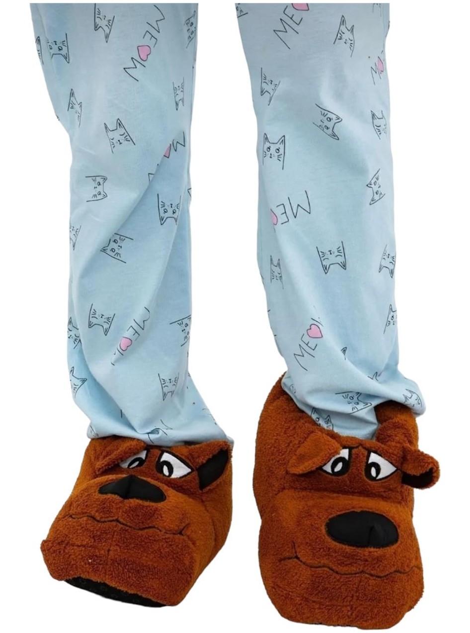 Liger Unisex Figürlü Kaymaz ve Ses Yapmaz Taban Ev Panduf Vizon - Krem görsel 7