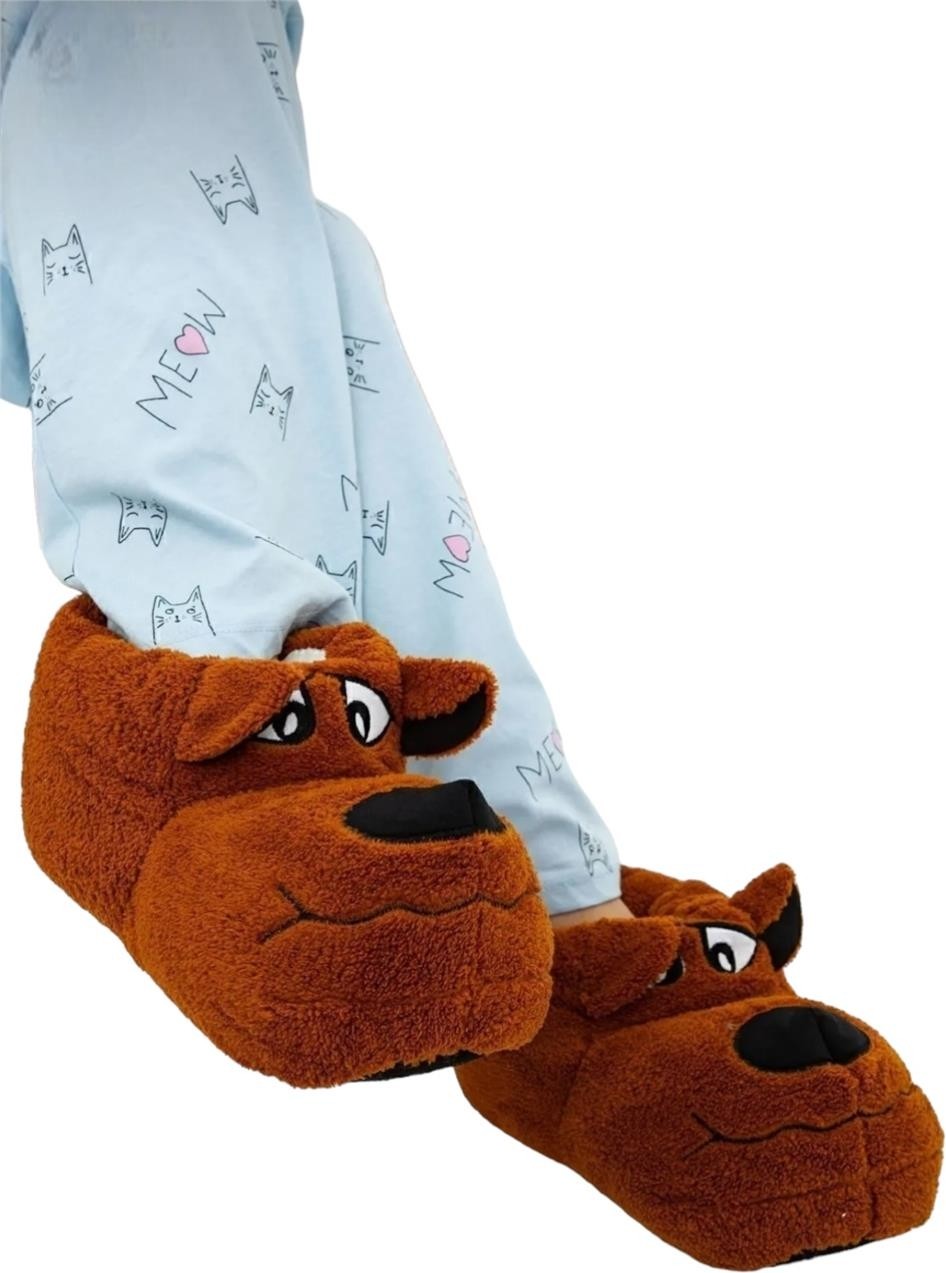 Liger Unisex Figürlü Kaymaz ve Ses Yapmaz Taban Ev Panduf Vizon - Krem