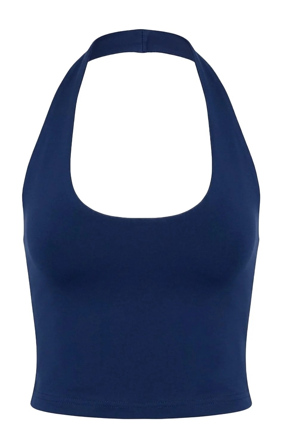 Cottonhill Gri Melanj Viskon Halter Yaka Sırt Dekolteli Kadın Crop Atlet görsel 6
