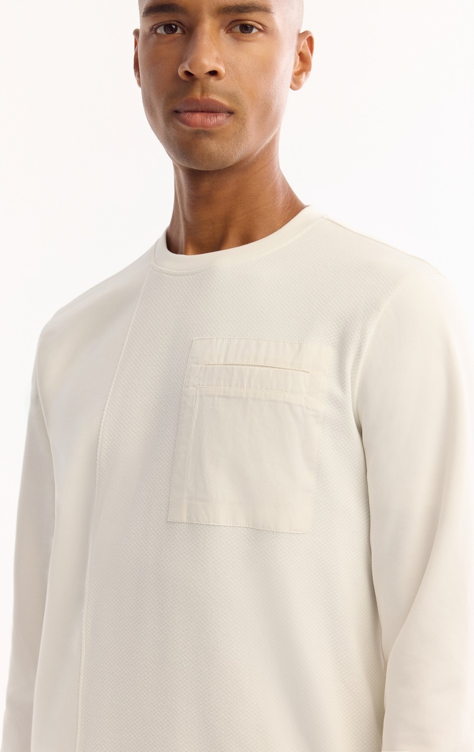 AVVA Erkek Ekru Bisiklet Yaka Pamuklu Bi-Stretch Regular Fit Sweatshirt A52Y1235 görsel 7