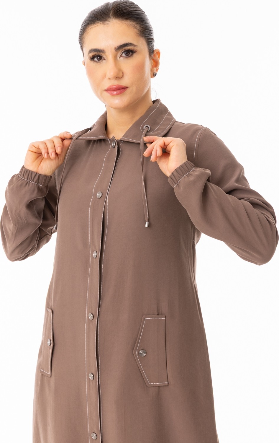 Zerenay Moda 5652 Önden Çıt Çıt Düğmeli Çift Cepli Keten Kap #2026#