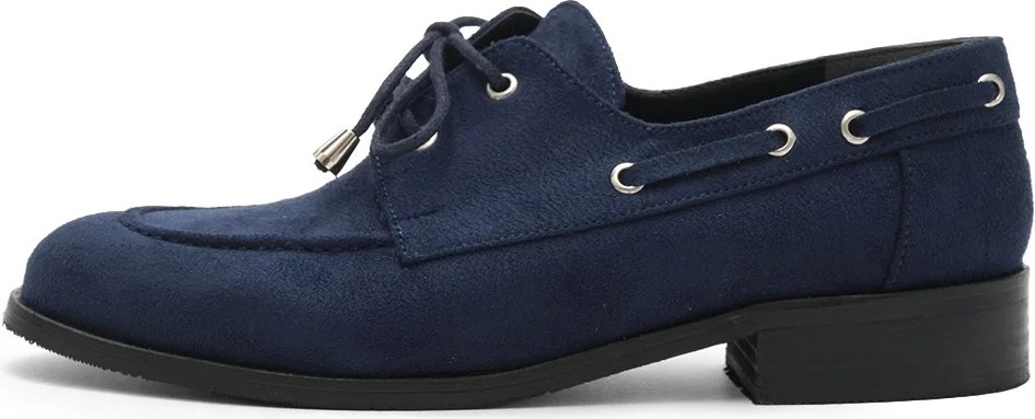 Mio Gusto Lacivert Renk Kuşgözü Detaylı Bağcıklı Kadın Loafer