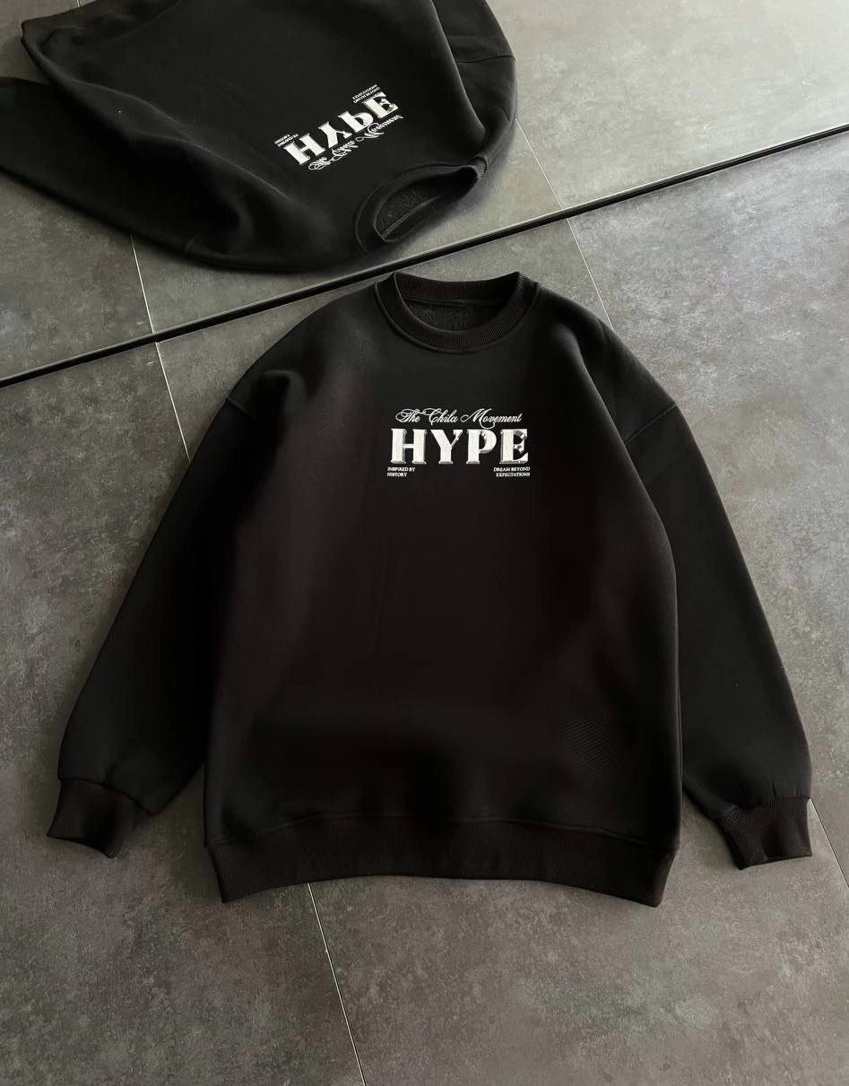 Tarz Yeri Kadın 3 Iplik Pamuklu Bisiklet Yaka Baskılı Sweatshirt - Siyah
