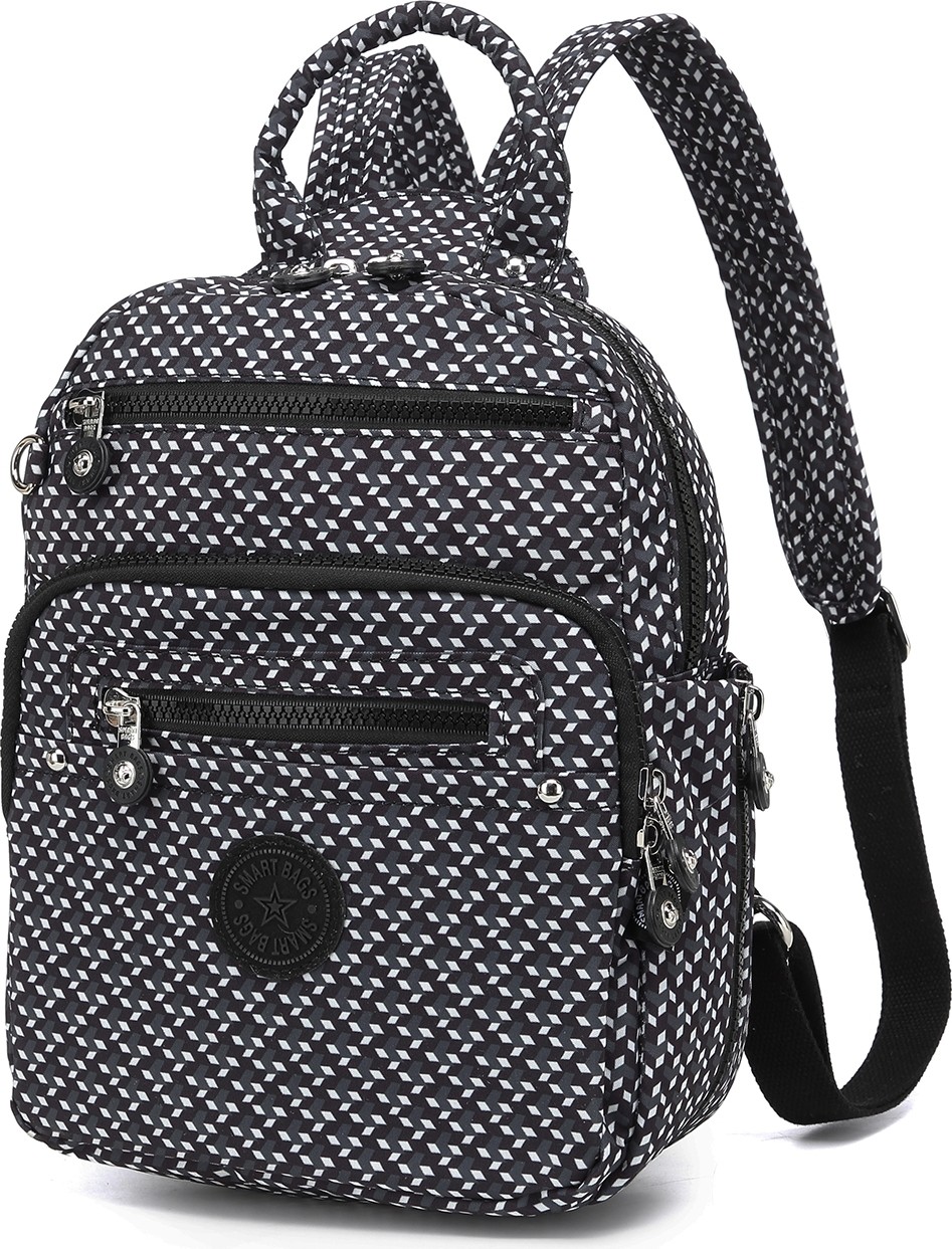 Smart Bags Günlük Küçük Boy Su Geçirmez Krınkıl Kumaş Kadın Sırt Çantası Siyah/beyaz görsel 2