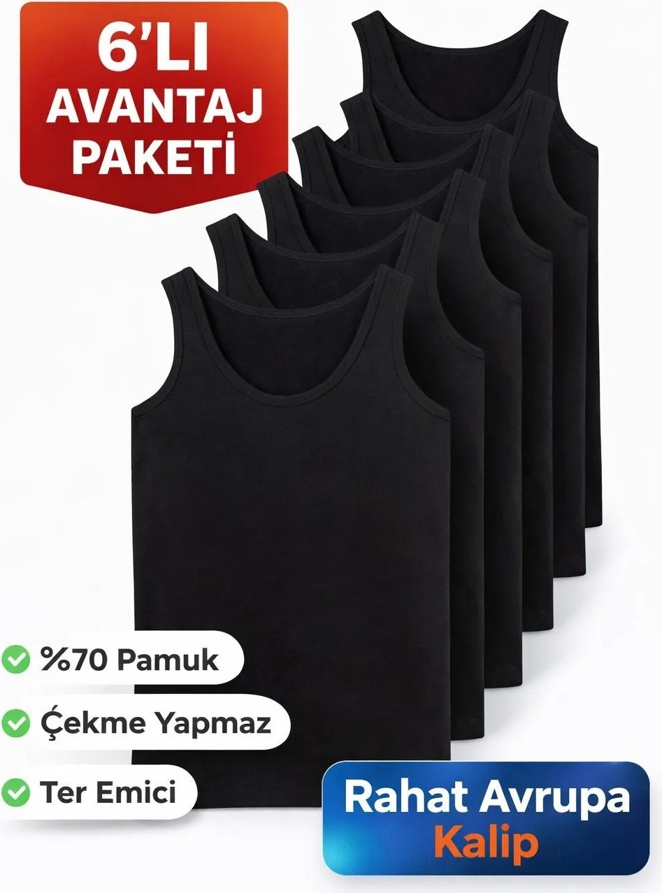 Gizem İç Giyim Gri Erkek Atlet 6'lı Paket