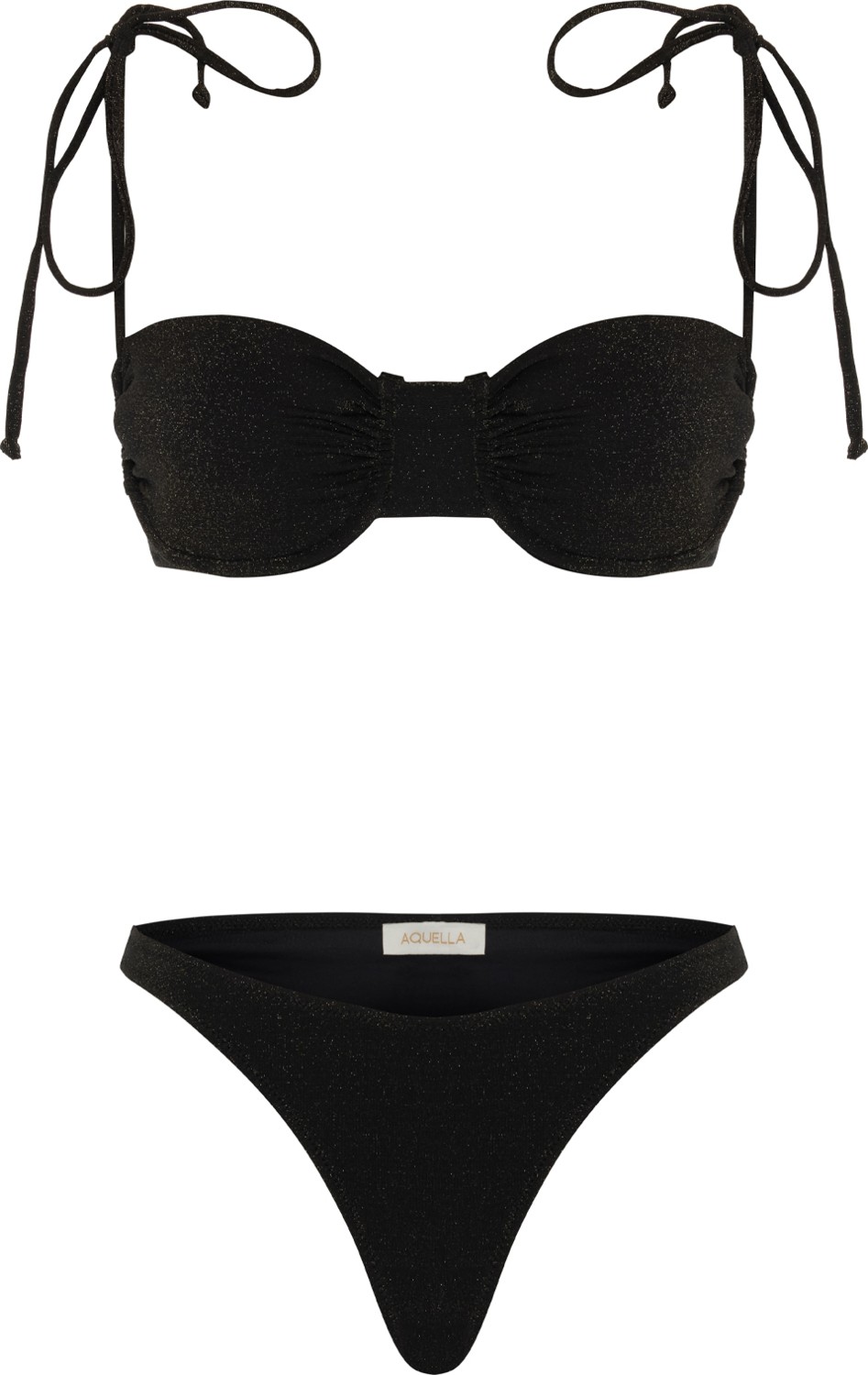 Aquella Lurex Balenli Gold Simli Siyah Bikini