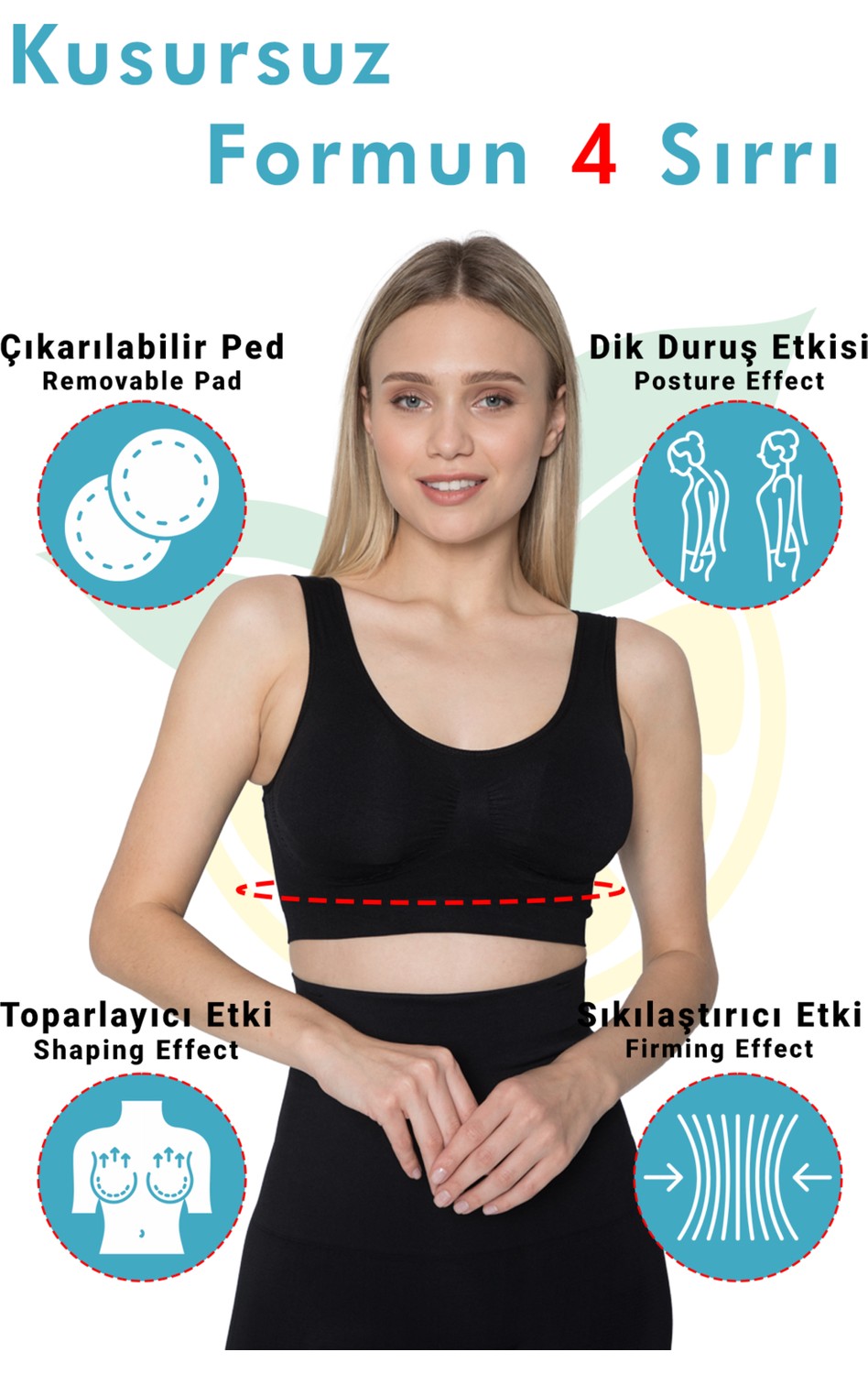 Elilom Göğüs Toparlayıcı Pedli Büstiyer Korse, Sarkma Önleyici Şekillendirici Sütyen ve Kalın Askılı (TEN), NESSA görsel 7