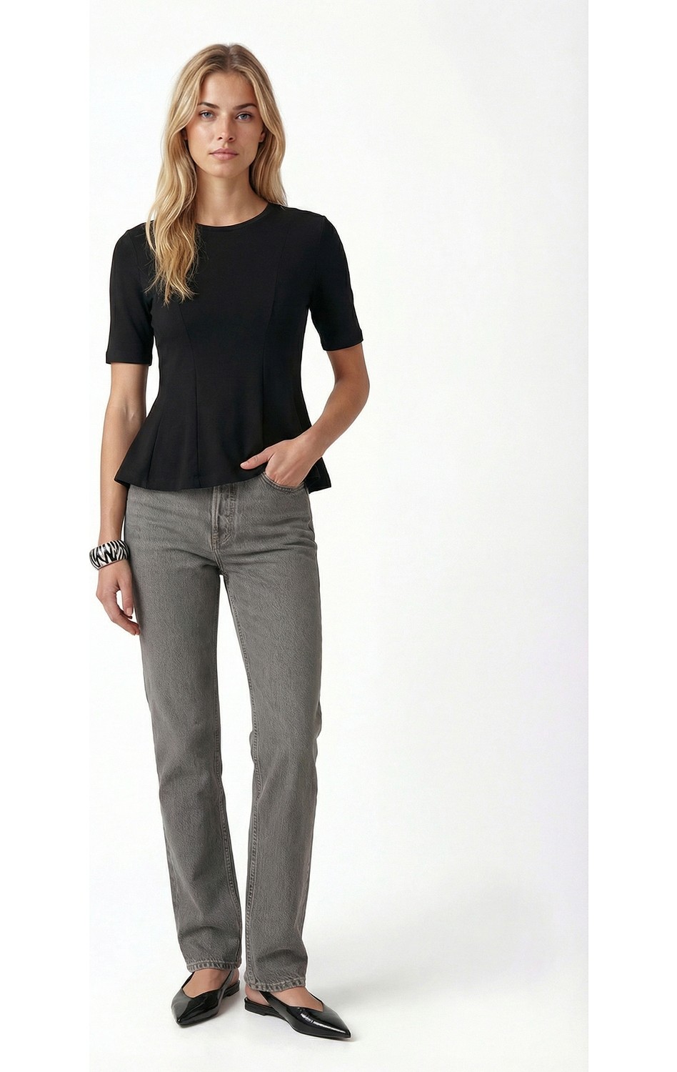 Ritnice Kadın Ella Beyaz Peplum Bluz görsel 4
