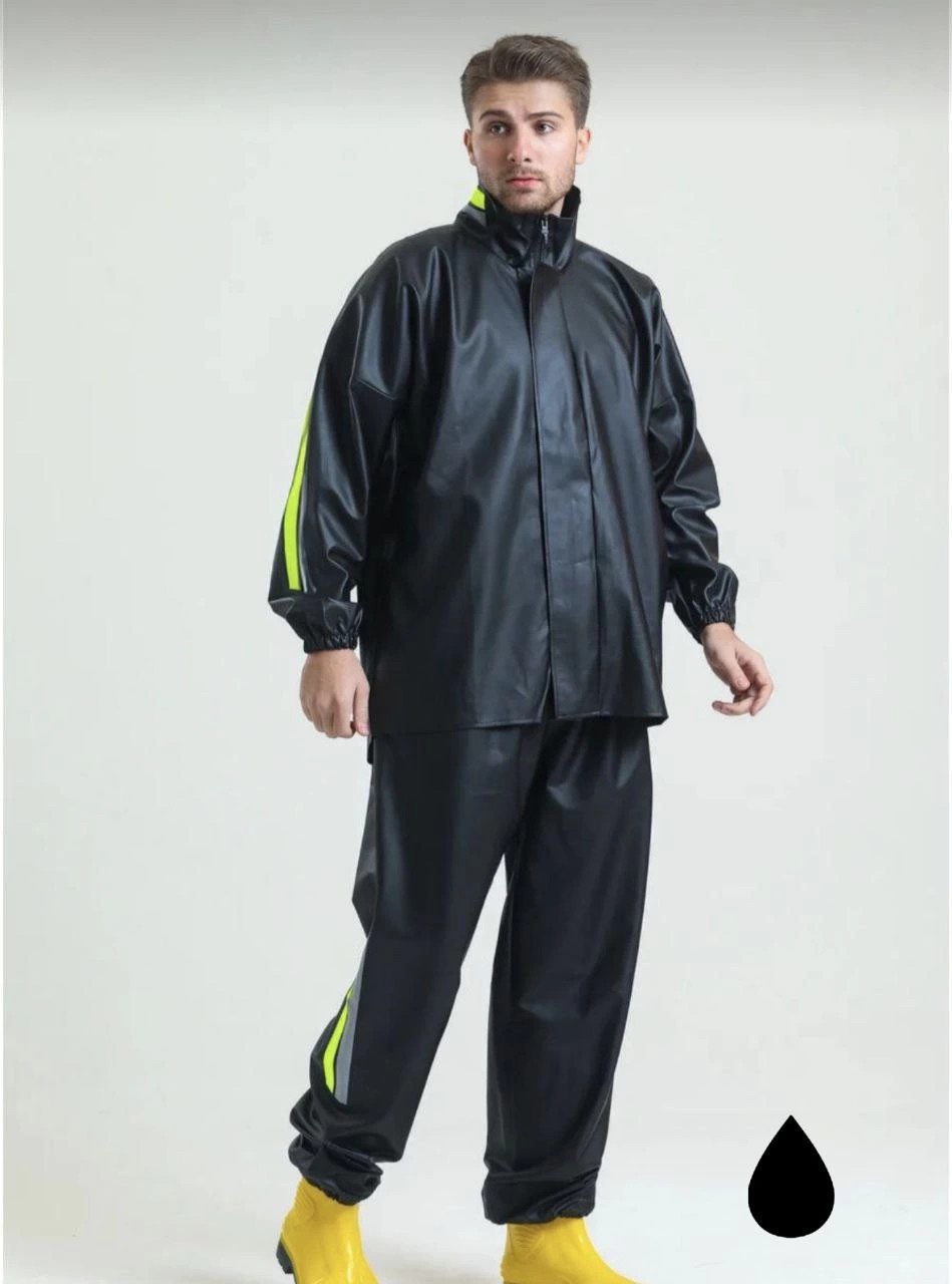 Velmora Fashion Tam Kalıp Motorcu Kurye Su Gecirmez Yağmurluk Takım - Siyah