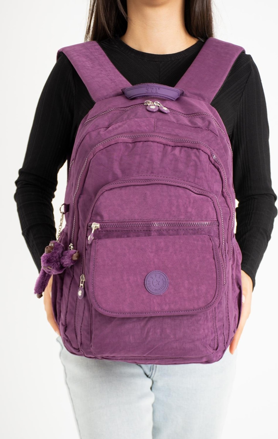 571 Collections Çanta Ultra Hafif Çok Cepli Su Geçirmez Sırt Çantası Mor (Model:571-2A) görsel 3