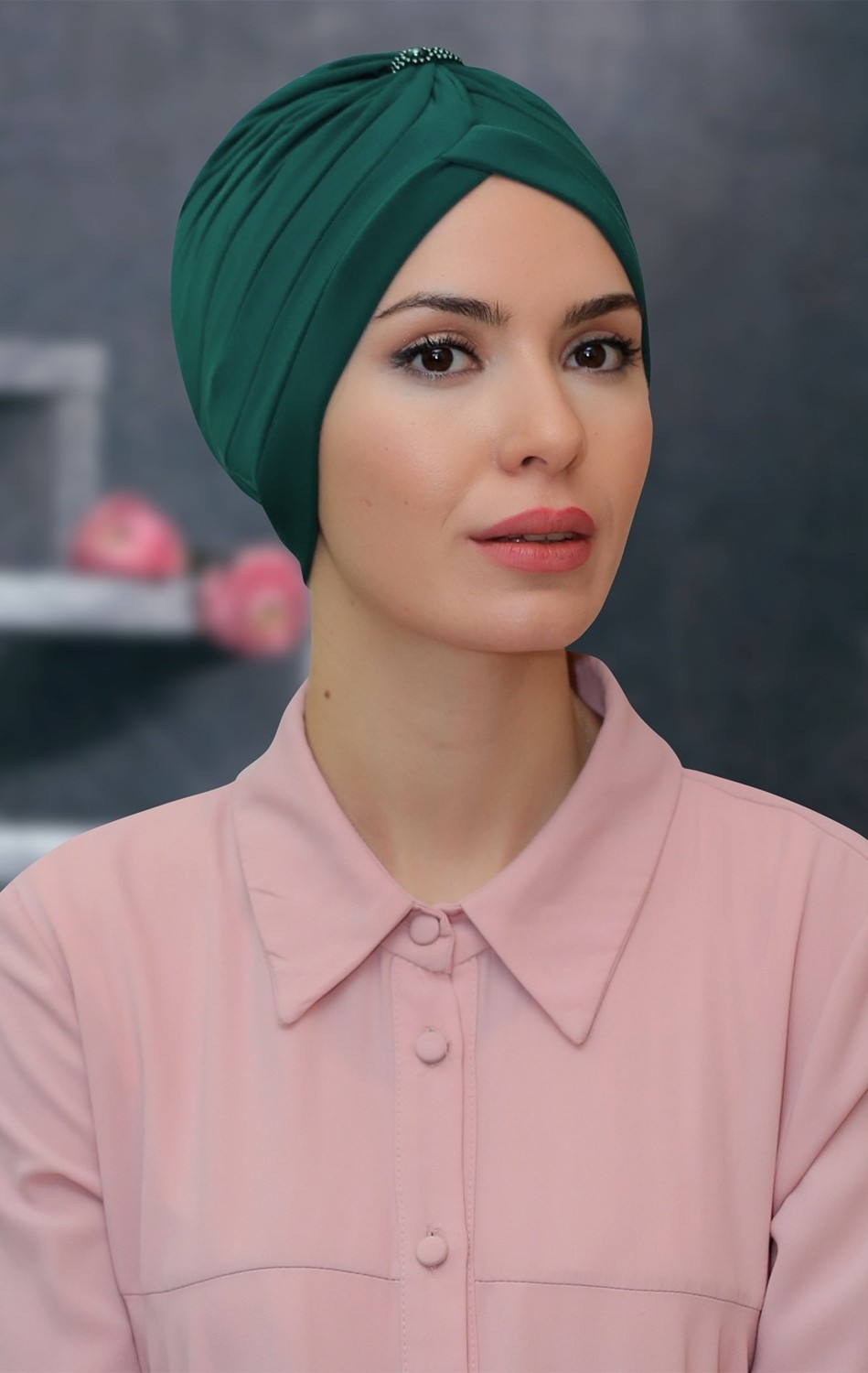 Hürrem Bone Vizon Pratik Hazır Geçmeli Tesettür Bone Sandy Kumaş Taçlı Büzgülü 1208_10 görsel 6