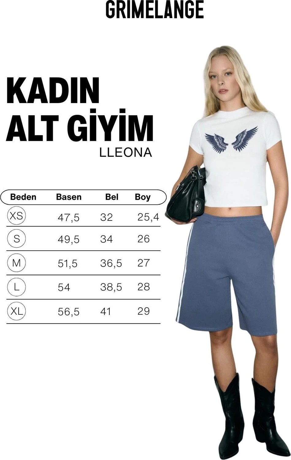 Grimelange LLEONA Kadın Şerit Detaylı Çift Cepli Organik Pamuklu Regular İndigo Şort görsel 6