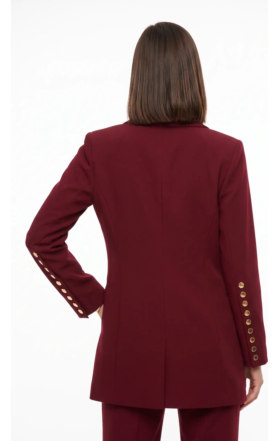Cemo Gold Düğme Detaylı Uzun Blazer Ceket görsel 5