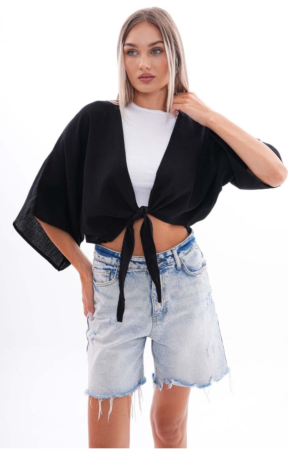 Şimal Kadın Önden Bağlamalı Müslin Bolero 240632 - görsel 5