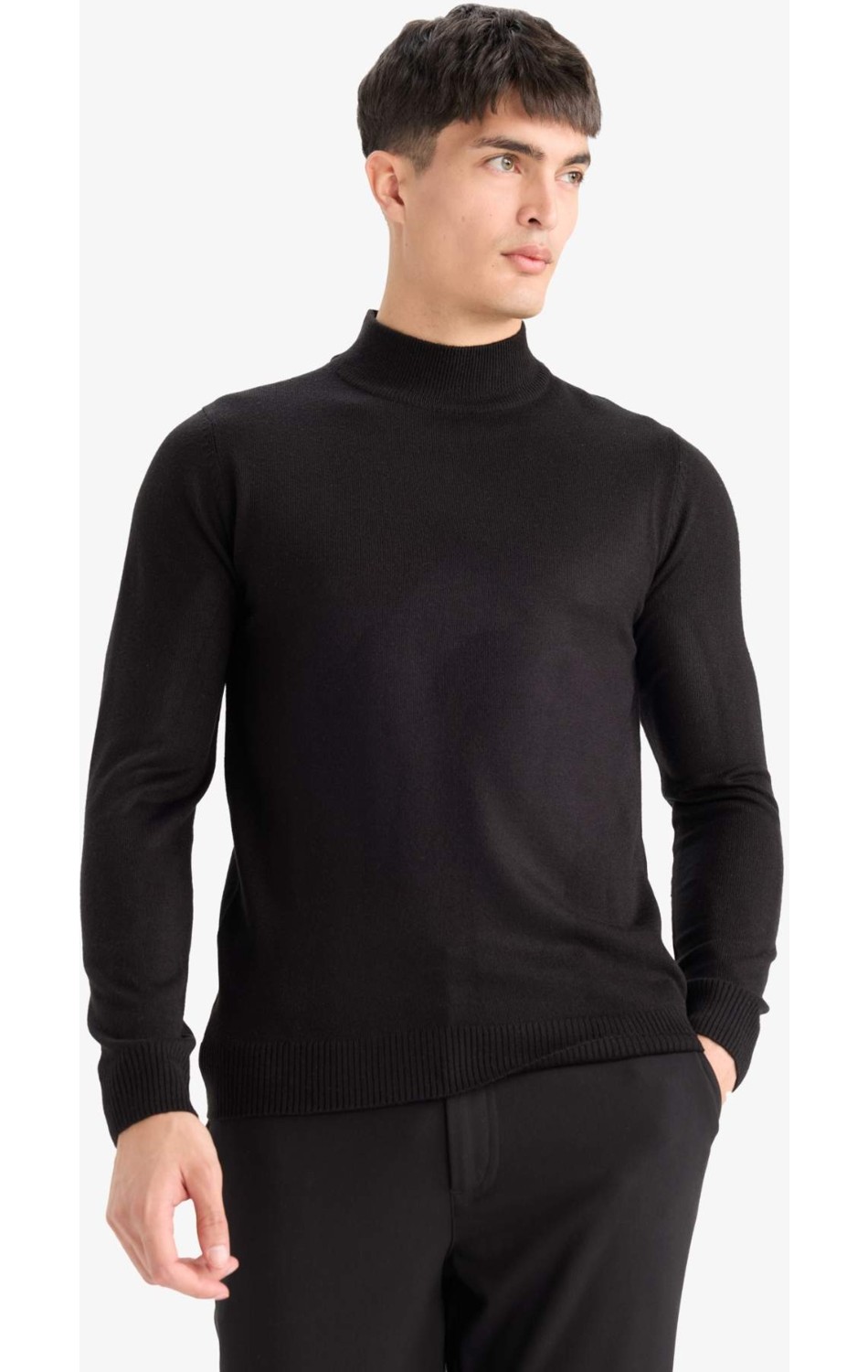 DeFacto Slim Fit Dar Kesim Balıkçı Yaka Basic Düz Triko Kazak R1127AZ25WN görsel 3