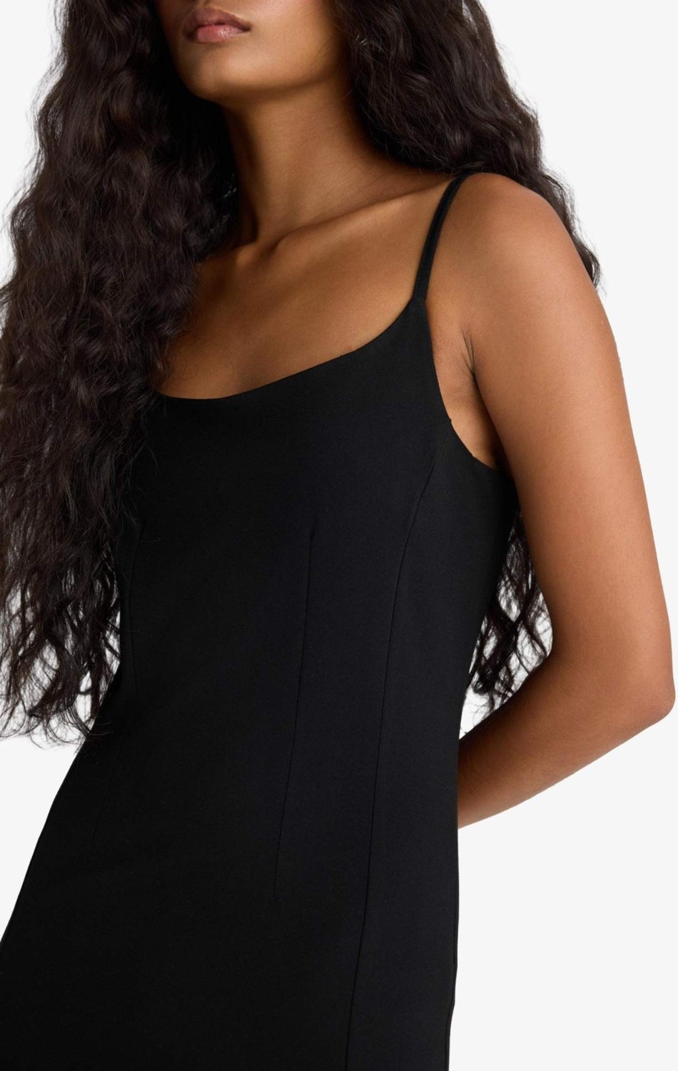 DeFacto Bodycon Vücudu Saran İnce Askılı Midi Elbise F9263AX25WN görsel 8