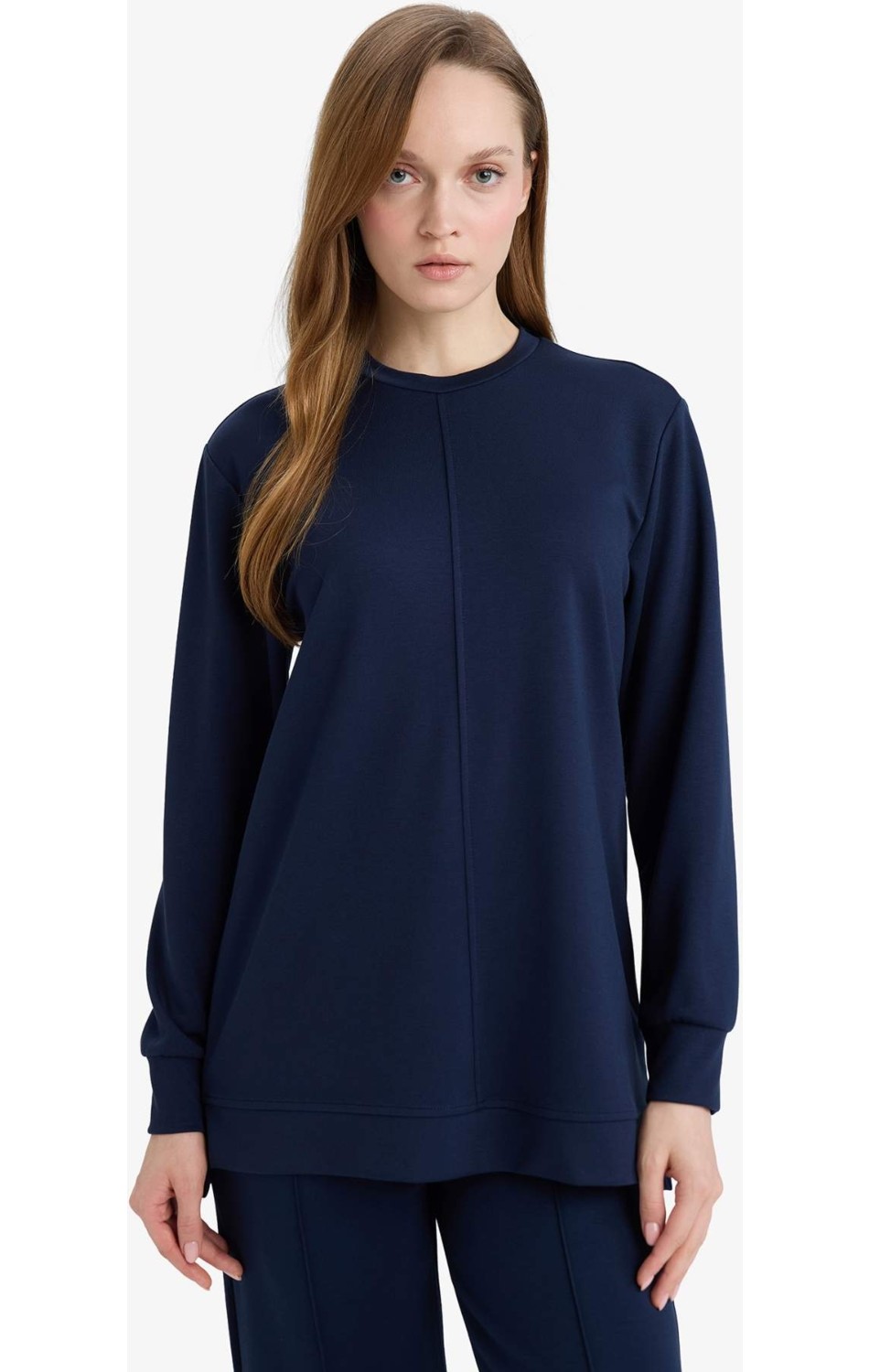 DeFacto Regular Fit Bisiklet Yaka Uzun Kollu Tunik F5117AX26SP görsel 3
