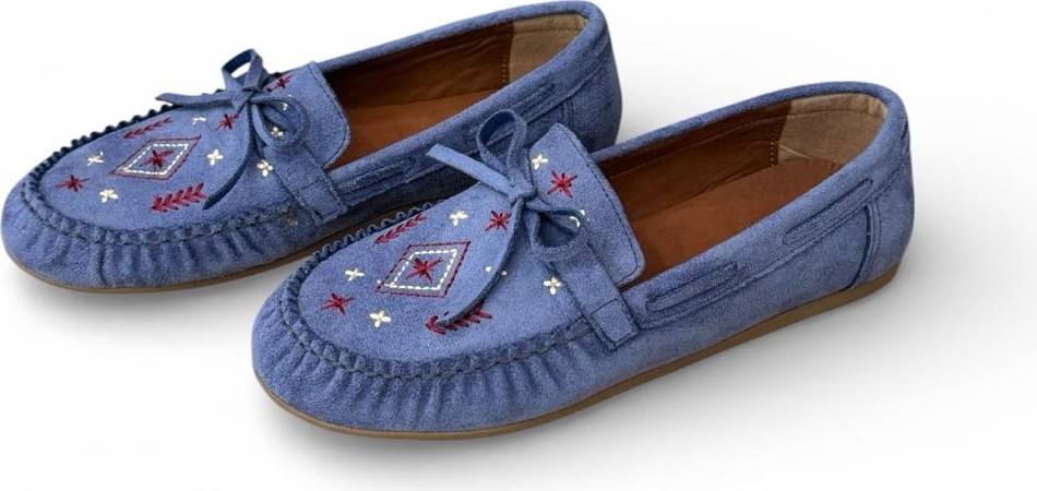 Patron Shoes Kadın Süet Loafer Nakışlı Bağcıklı Ayakkabı