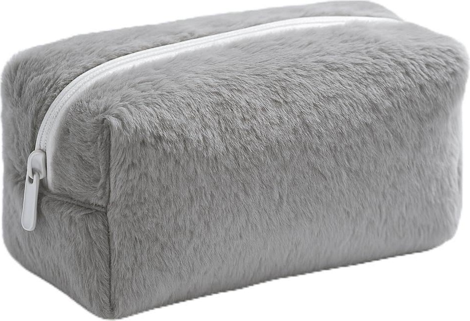 1001 Peluş Yumuşacık Makyaj Çantası - Kozmetik Organizeri (Gri)