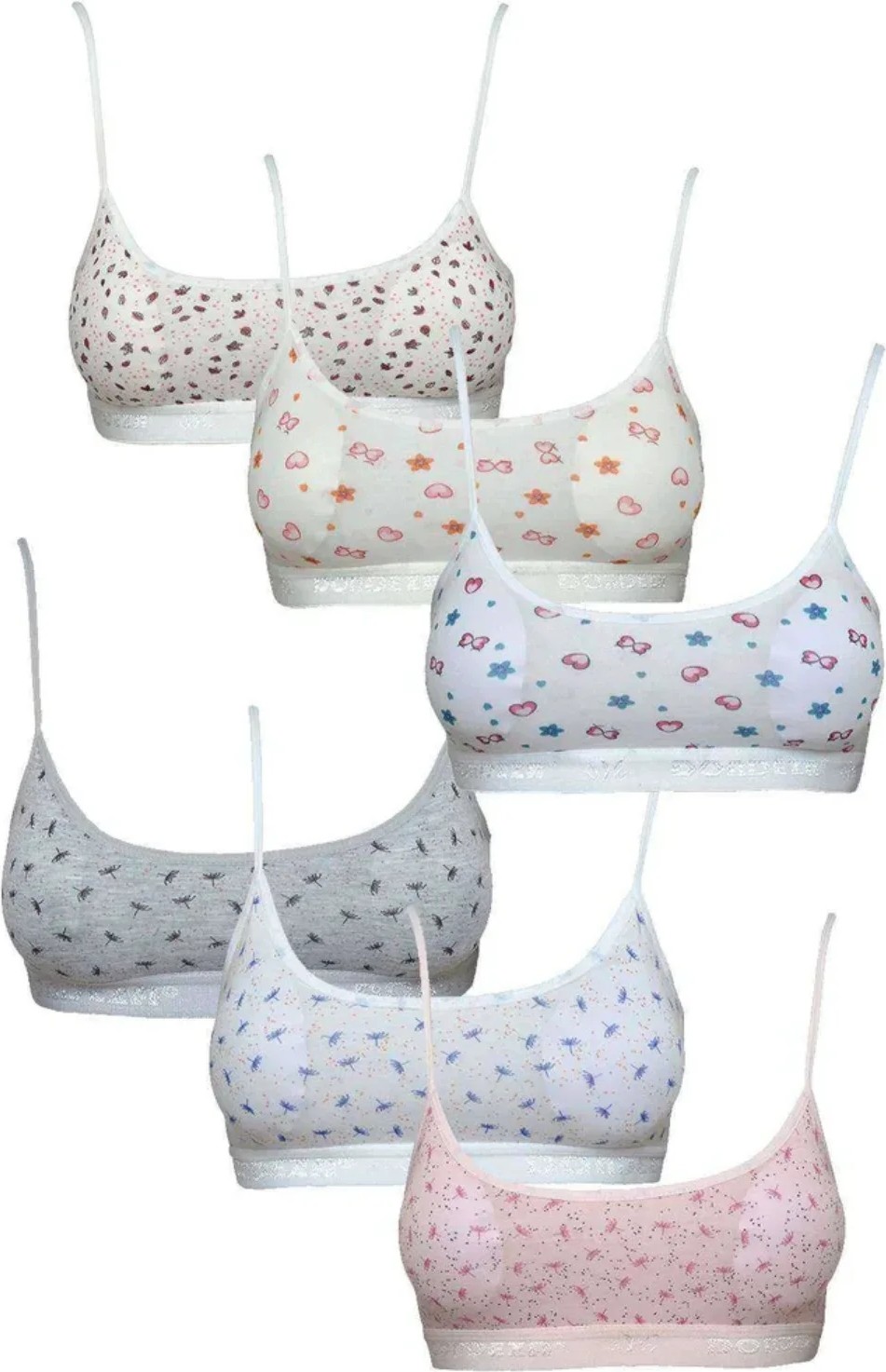 Ematcrt Pedli Ip Askılı Yarım Atlet Desenli Büstiyer 6 Lı Set 2