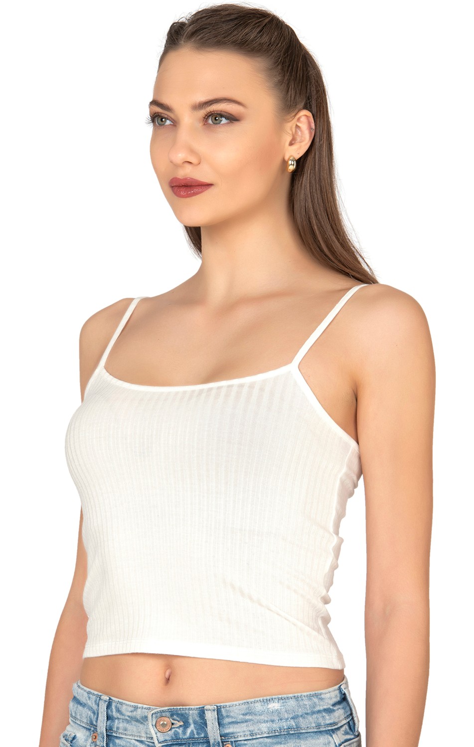 Özkan Underwear Özkan 27434 Kadın Viskon Kaşkorse Esnek Rahat Ayarlanabilir Ip Askılı Crop Atlet Büstiyer görsel 3