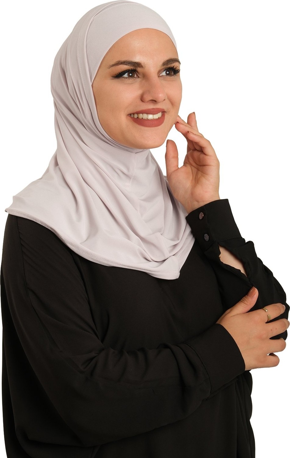 Hürrem Bone Beyaz Pratik Hazır Geçmeli Boru Boneli Ikili Tesettür Eşarp Sandy Düz 2501_42