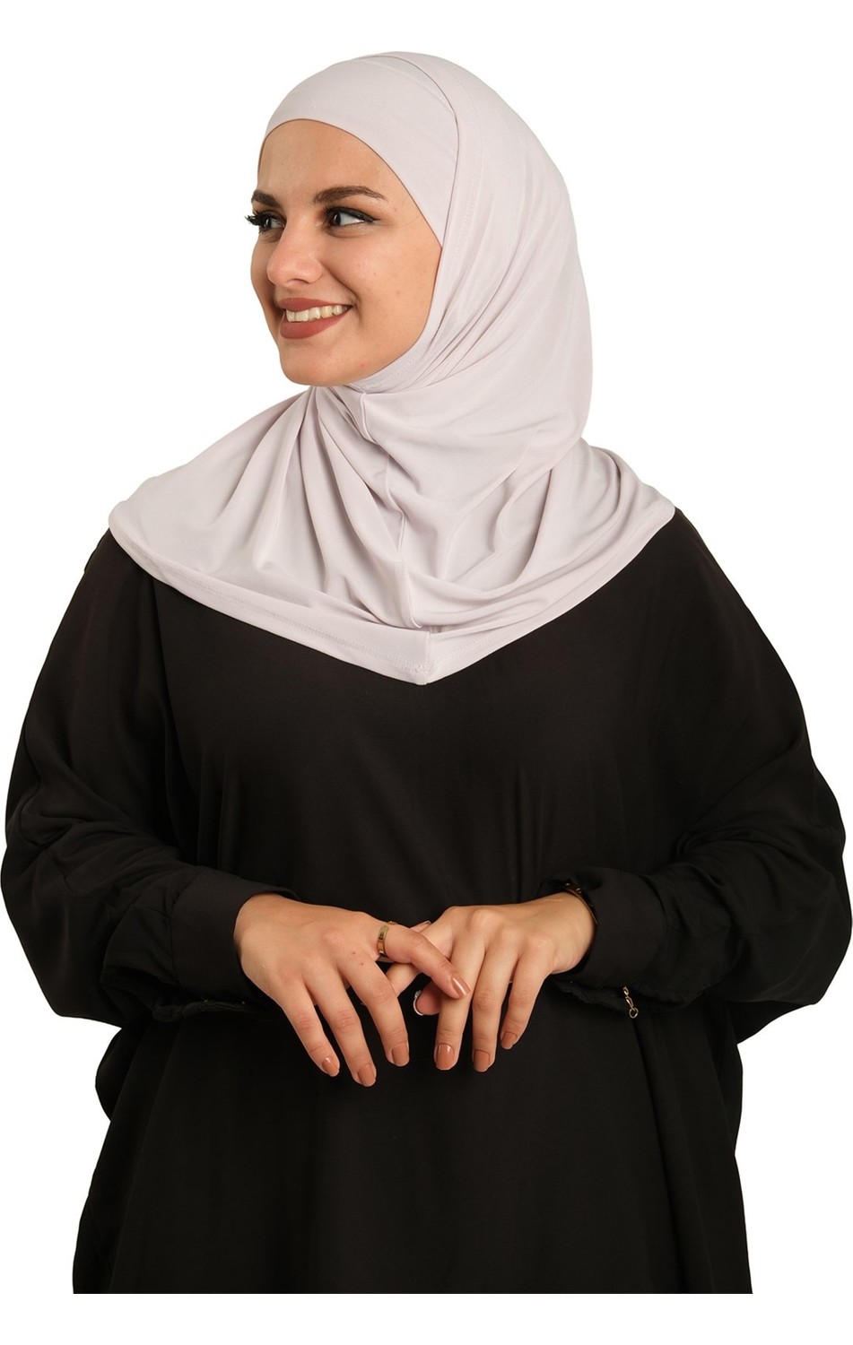 Hürrem Bone Beyaz Pratik Hazır Geçmeli Boru Boneli Ikili Tesettür Eşarp Sandy Düz 2501_42 görsel 6