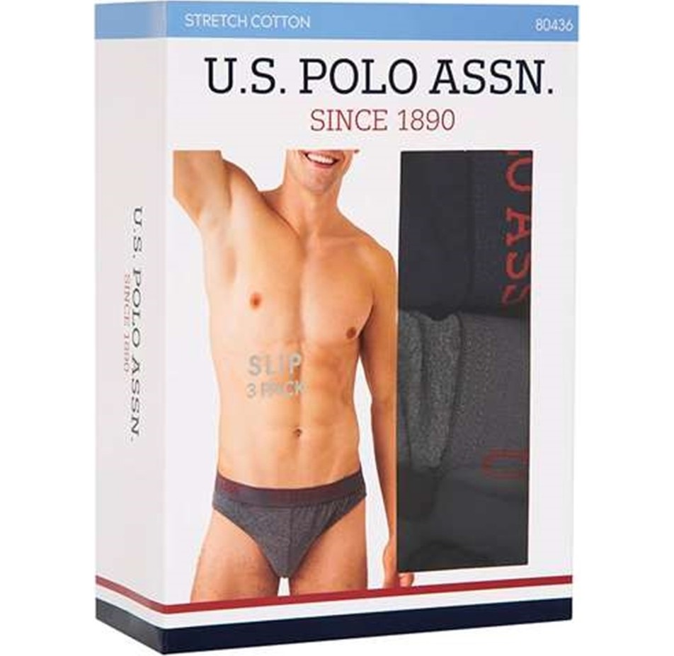 U.S. Polo Assn. Erkek 3'lü Slip Siyah Antrasit Lacivert %95 Pamuk %5 Elastan Rahat Tasarım görsel 5