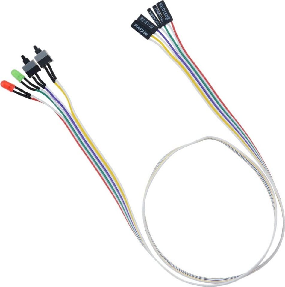 Aesco Alfais 5064 Ana Kart Power Kablosu LED Işıklı Reset Açma Kapama Butonu Kablosu On Off Switch