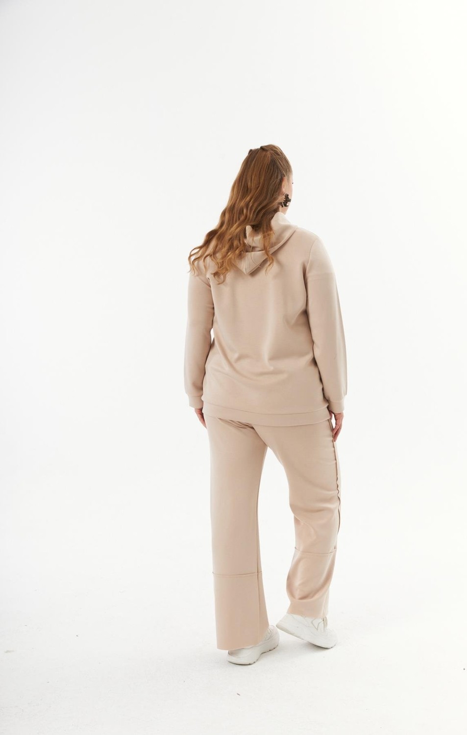 Rmg Büyük Beden Kanguru Cepli Modal Sweatshirt Vizon görsel 5