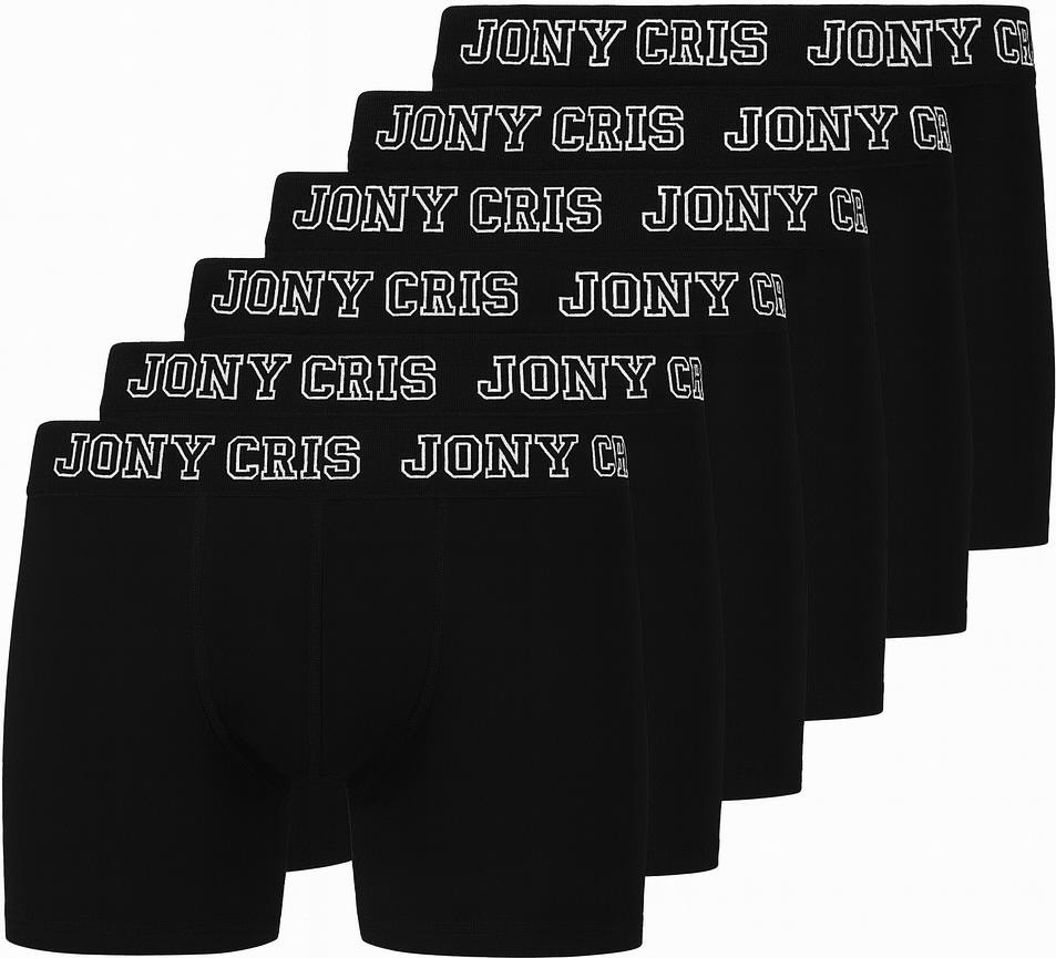 Jony Cris Erkek Pamuklu düz Renk Siyah Boxer 6’lı Paket İç Çamaşırı
