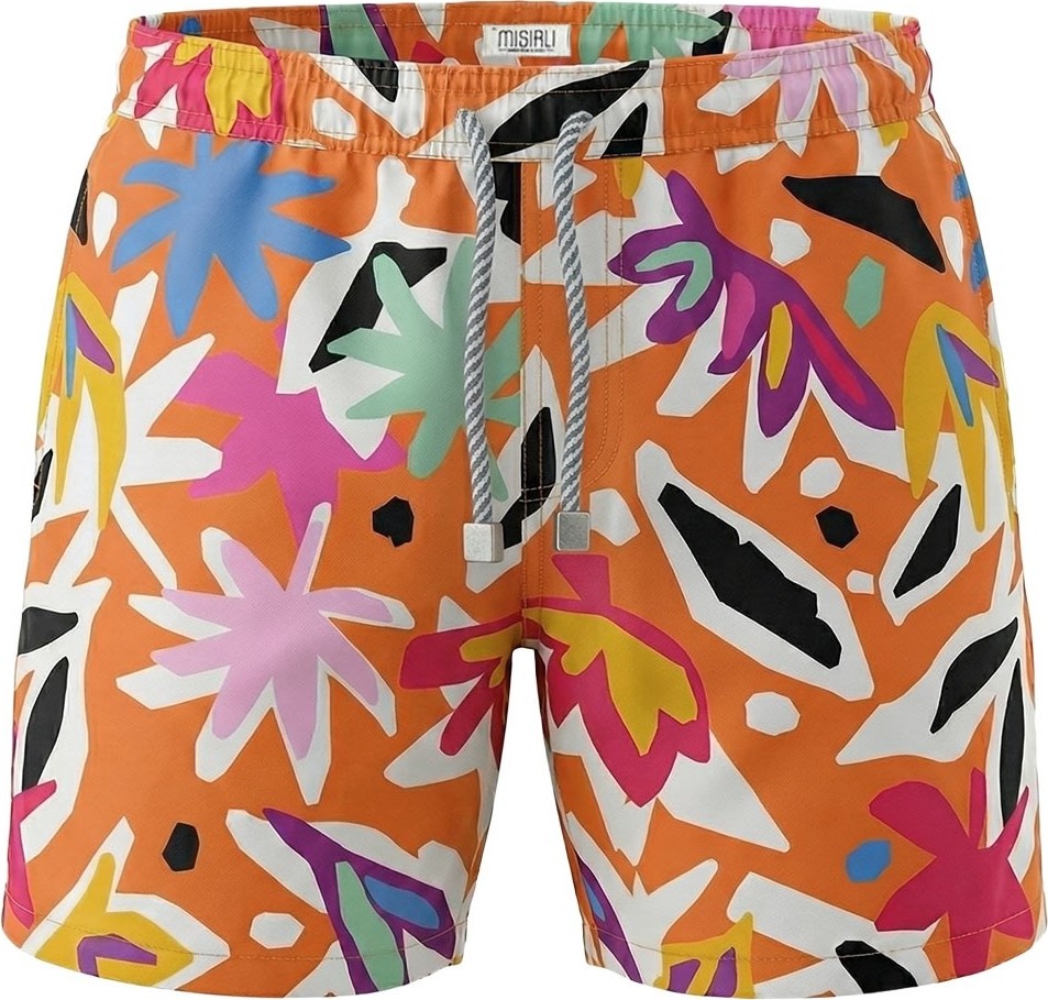 Mısırlı Erkek Abstract Floral Desenli Deniz Şort Hardal görsel 4