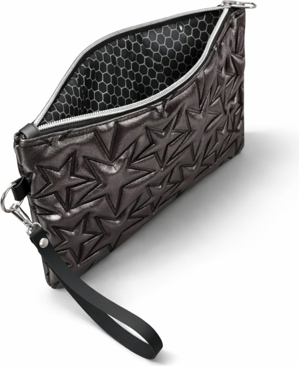 Adelina Bags 2'li Çanta Paketi Yıldız Desenli Portföy El Çantası Bilek Askılı Clutch Çanta görsel 3