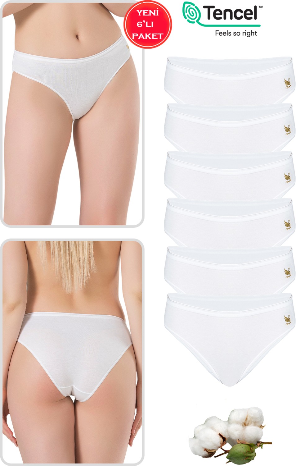Özkan Underwear Özkan 23924 6'lı Paket Kadın Pamuklu Modal Esnek Yumuşak Slip Külot