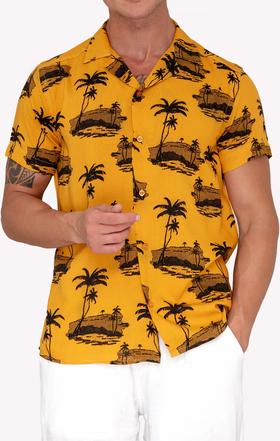Exve Exclusive Kırmızı Üzerine Siyah Pamliyeli Viskon Hawaii Oversize Rahat Kesim Kısa Kollu Salaş Gömlek